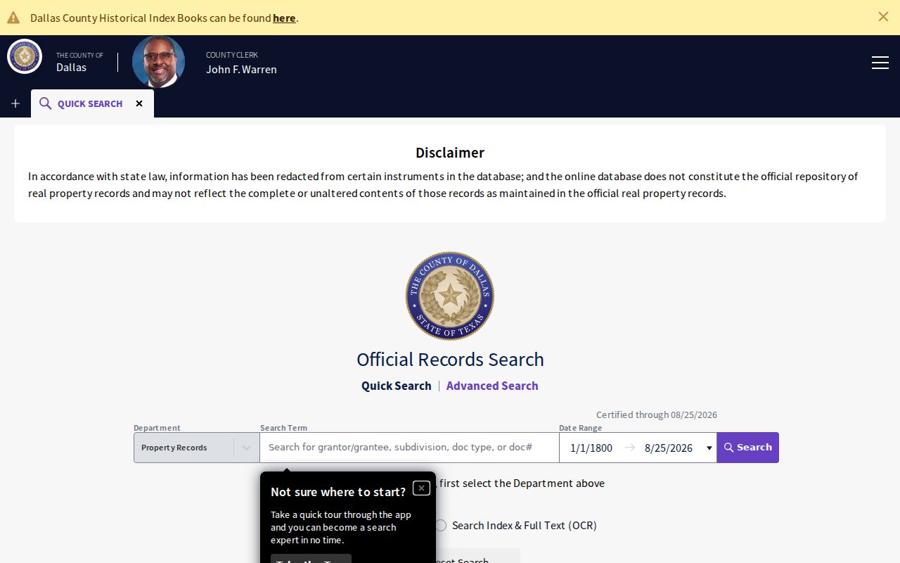 Farmers Branch residents directory Dallas County Official Records index