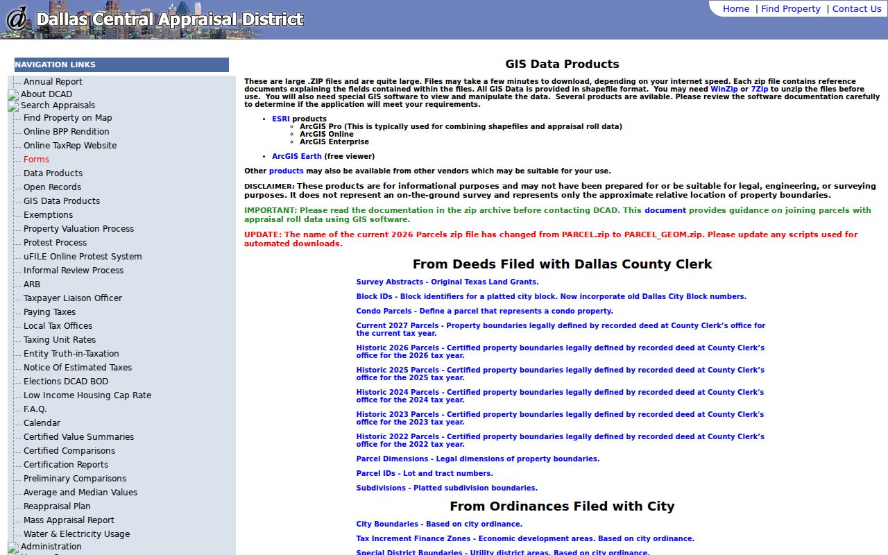 Farmers Branch residents directory DCAD GIS products catalog