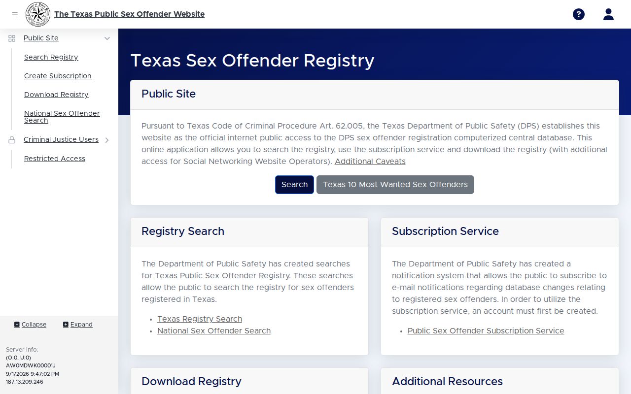Farmers Branch resident lookup Texas DPS registry search controls